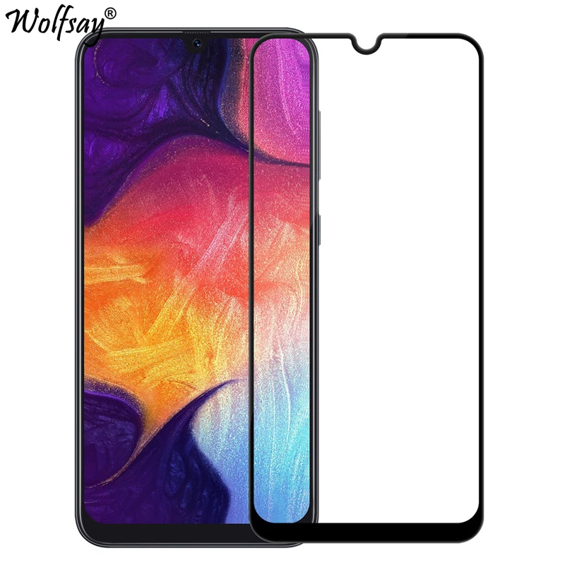 Защитное стекло 9H для Samsung Galaxy A50 закаленное защитное с полным покрытием защитная