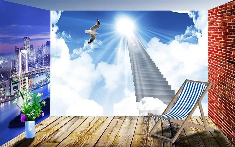 

3d room wallpaper custom murals non-woven wall sticker City sky bird beautiful scenery painting photo wallpaper for walls 3d