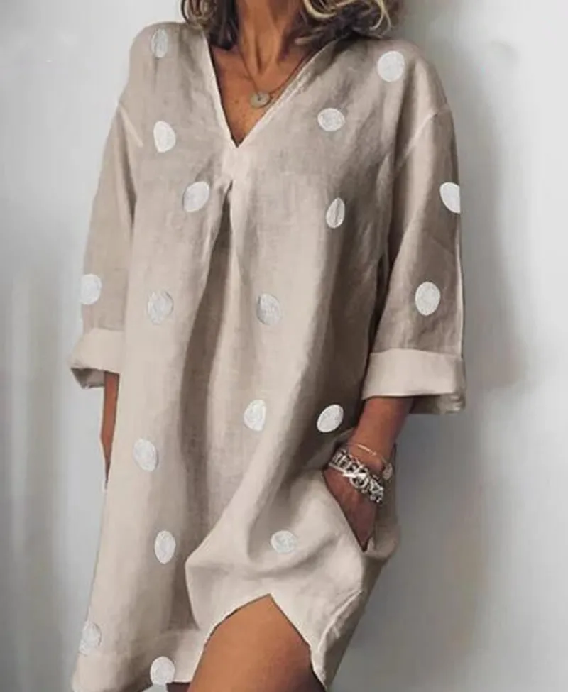 

Plus Size 5xl Print Nine-Point Sleeve Split Dress 2019 Summer Boho Beach Dress Casual V-Neck Loose Dress Female Vestiods