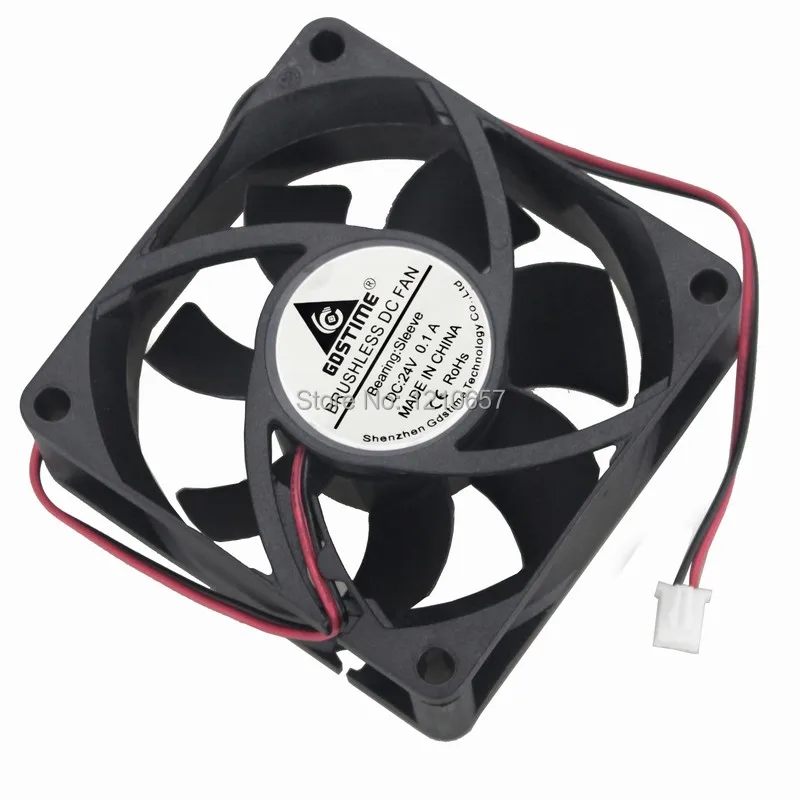 10 шт./партия, вентилятор для охлаждения компьютера Gdstime 7025, 2 контакта, 70 мм, 70x70x25 мм, 7 см, 24 В постоянного тока