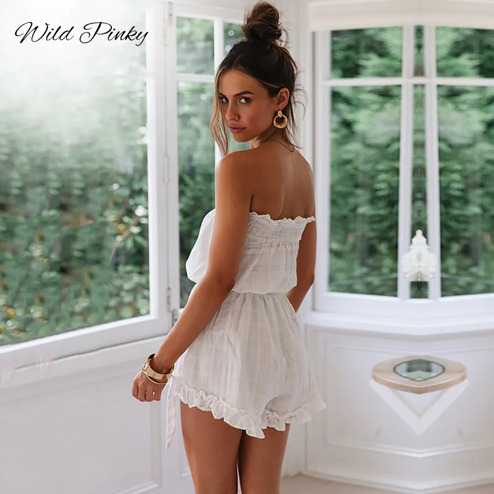 WildPinky Для женщин с плеча Свободные в богемном стиле летнее платье без бретелек