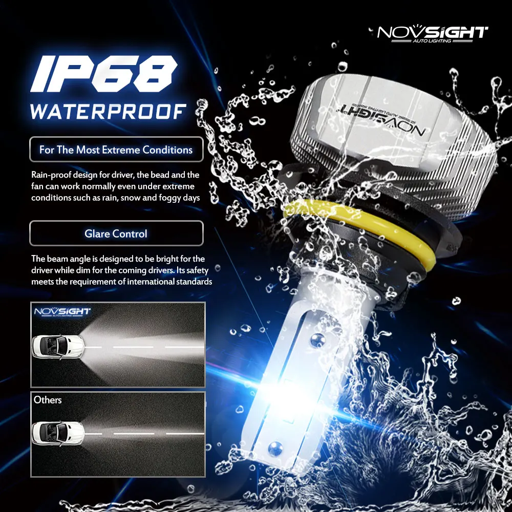 NOVSIGHT 2шт Мини H7 светодиодный H4 Автомобильные фары H11 HB3 9005 HB4 9006 9007 лампы для фар 6000K