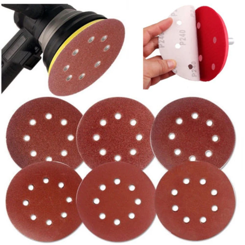 Инструмент наждачная бумага диск 8 отверстий шлифовальный круглый 5 дюймов 123 мм