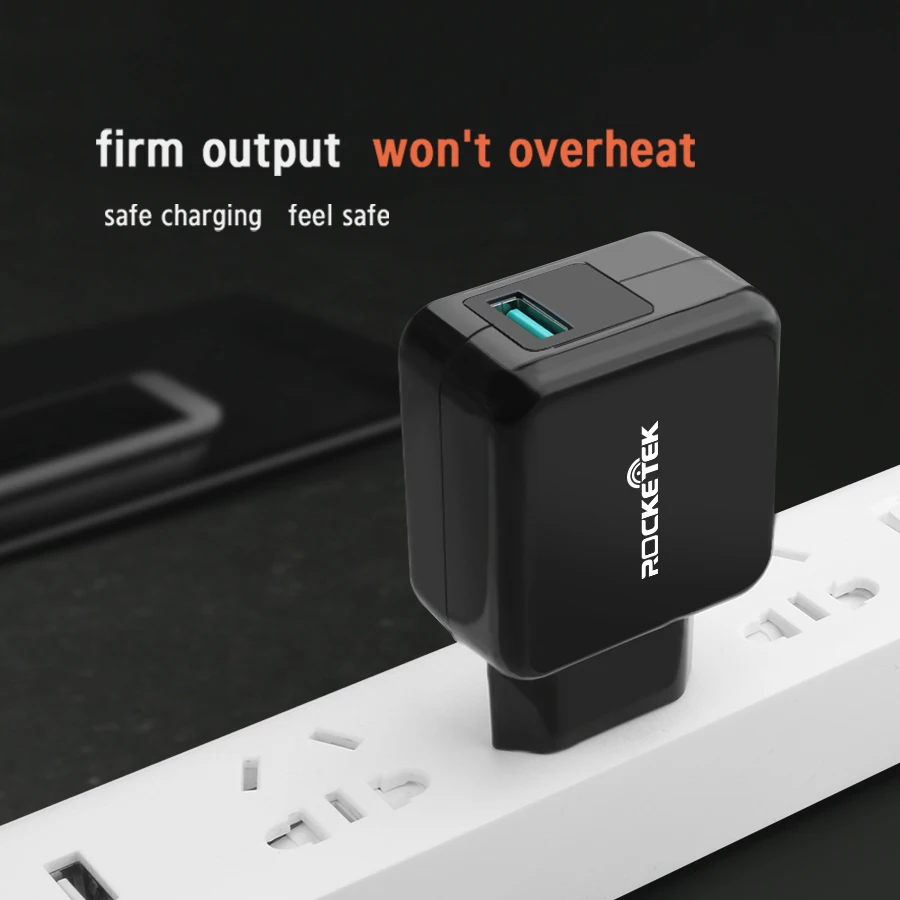Rocketek Quick Charge QC 3 0 дорожный телефон Быстрый USB зарядное устройство выход 3A 2