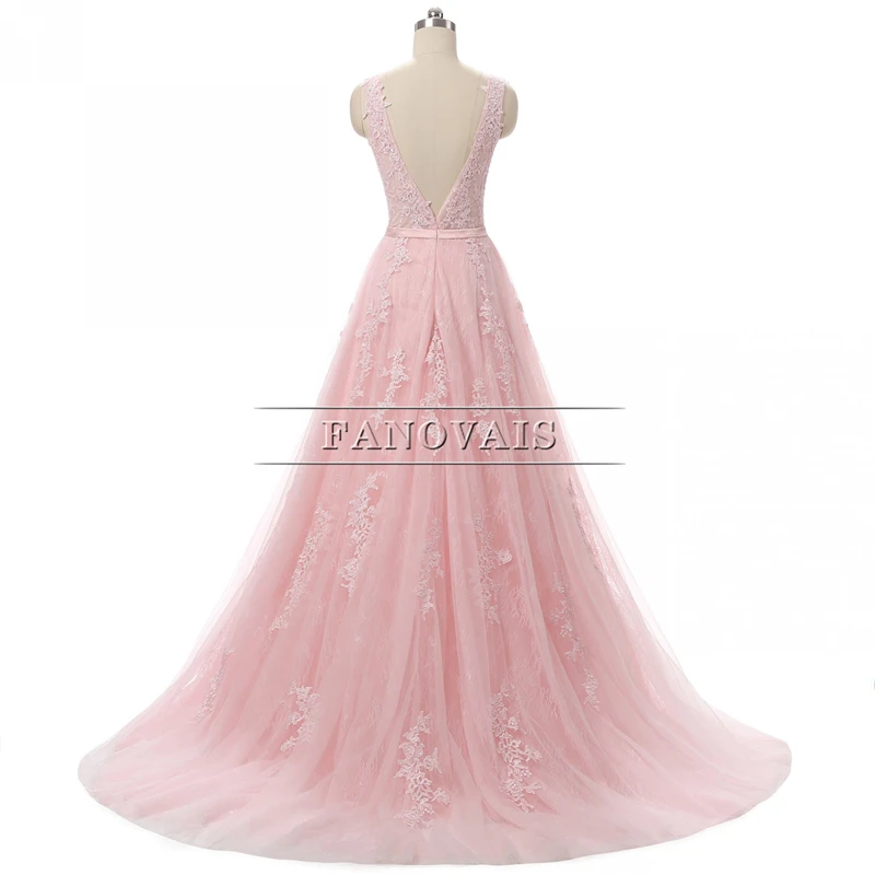 Длинное вечернее платье с аппликацией платья на выпускной бусинами розовое ASAE79