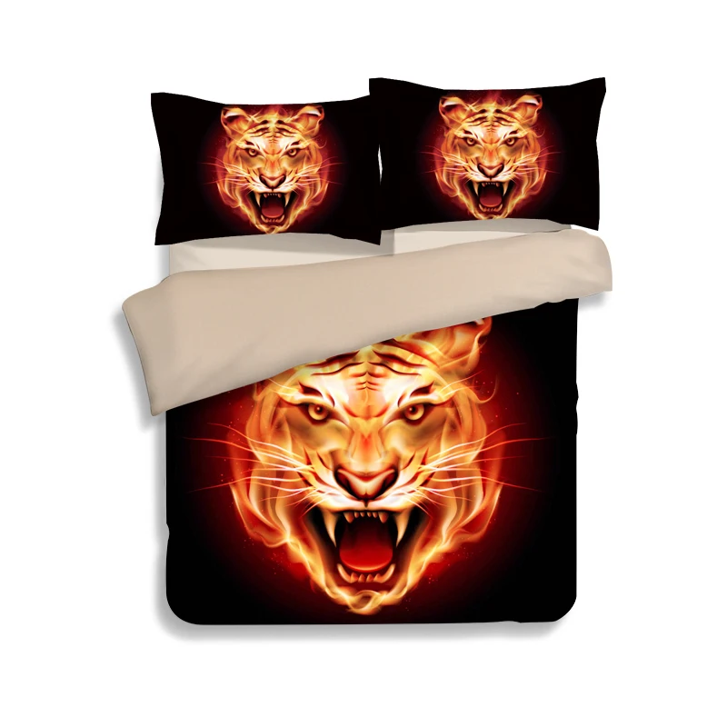 Пододеяльник с 3d рисунком тигра коня твина одиночного полноразмерного размера