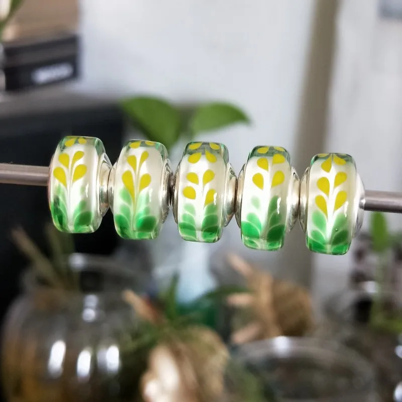 Handmade Flowers Murano Glass Beads 925 Sterling Silver Jewelry 4.5mm Hole Charms Fit Original Woman Bracelet &amp Necklace | Украшения и