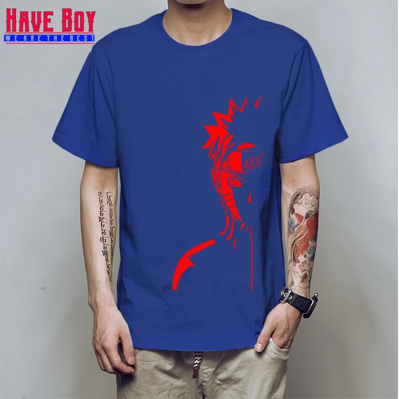 HAVE BOY Мужская модная футболка брендовые летние футболки Наруто Shippuden Red Sun аниме полосатая мужская футболка хлопок топ тройники HB196