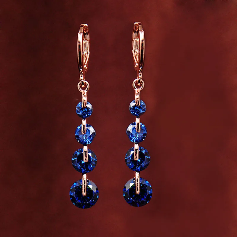 Модные длинные серьги 2018 женские блестящие с покрытием из розового золота|crystal clip