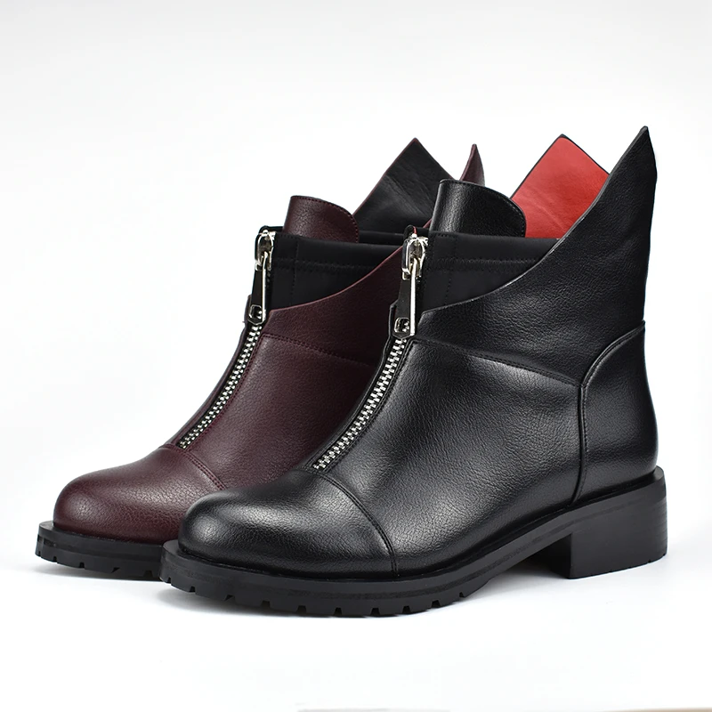 

XIUNINGYAN Winter Street Style Shoes Women Boots with Zipper Keep Warm Chunky Heels Platform Ankle Boots Woman Fashion Boots