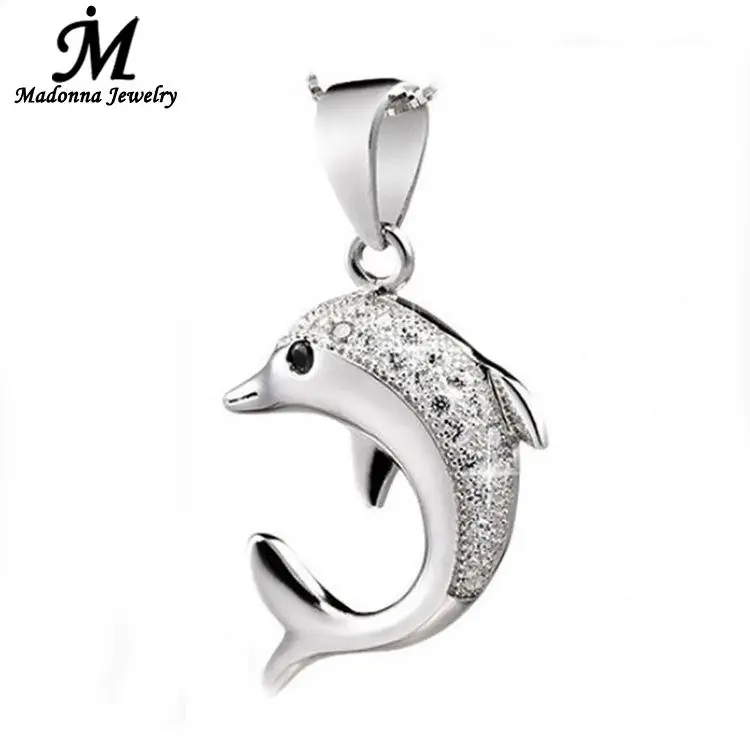 Женское ожерелье с кулоном в виде дельфина серебряным покрытием 2018|charm jewelry|silver