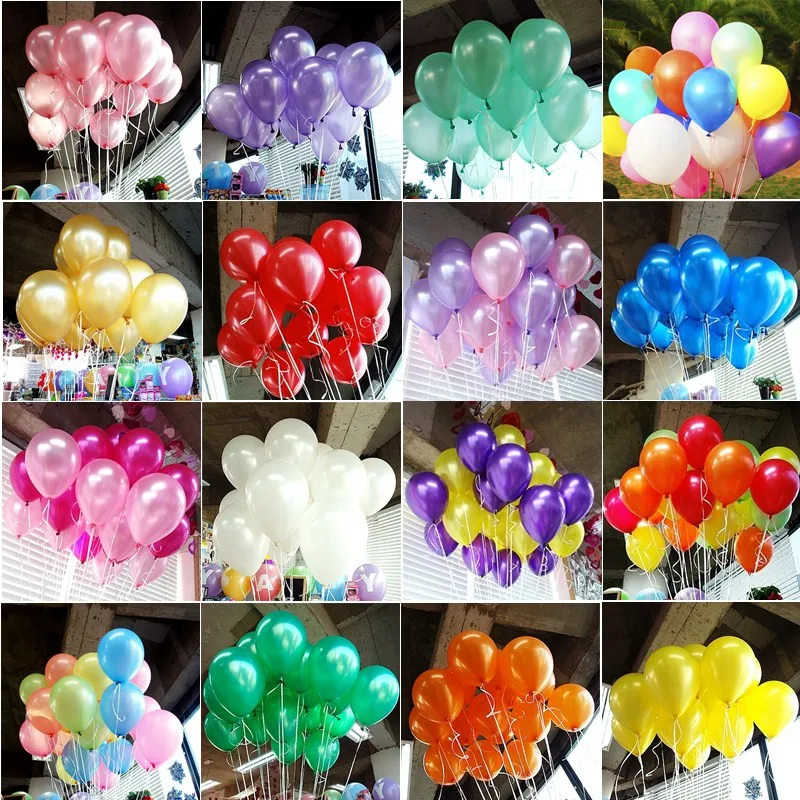 Hot Sale 100pcs/lot 10 Inch Thick Birthday Party Wedding Supplies Latex Balloons Colorful Pearl Air Balloon Kids Inflatable Toys