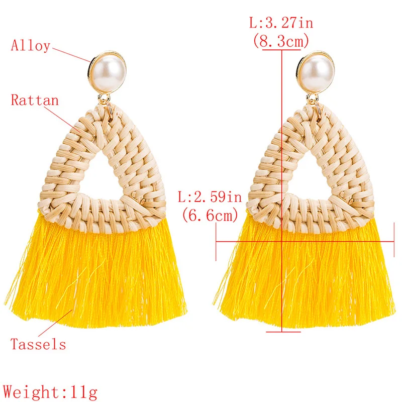 meidi 2018 Summer Fringe Earrings for Women Rattan Woven Tassels Multi Color Bohemian Ethnic Jewelry Brincos | Украшения и