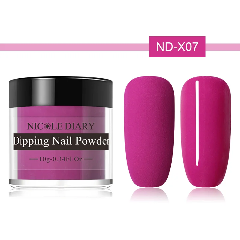 ND-X07 NICOLE Дневник 10 г матовый цвет окунания ногтей порошок натуральный сухой дизайн ногтей украшения без лампы лечения Ногтей Пыли декорации - Цвет: ND-X07