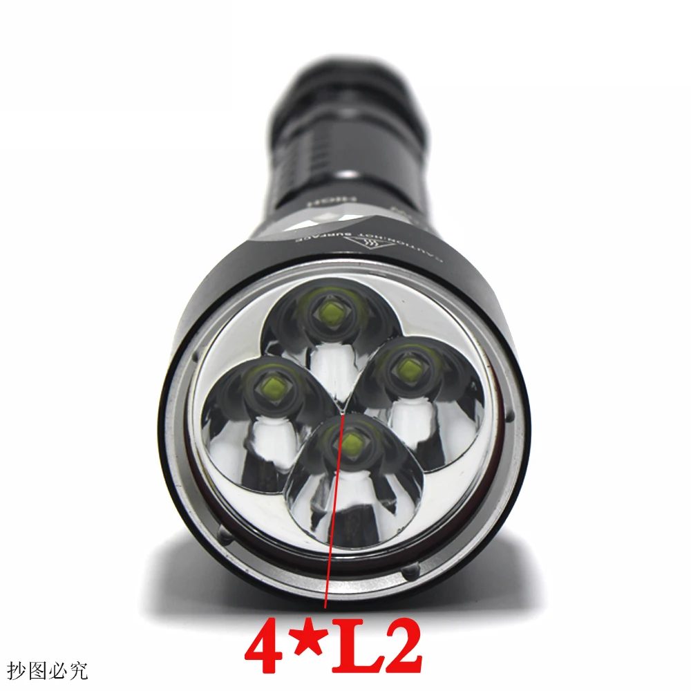 Online 8000LM Sualtı XM-L2x4 LED Dalış El Feneri Torch Fener Su Geçirmez Güçlü ışık Lamba Aydınlatma + 26650 Pil + şarj Cihazı