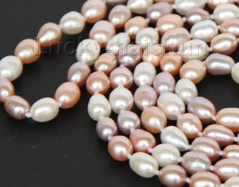 50&quot 8-9mm white pink and purple barpque freshwater pearl necklace wholesal | Украшения и аксессуары