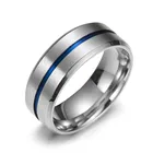Мужское титановое кольцо NFS 8 мм, обручальное кольцо из нержавеющей стали с высокой полировкой и синим покрытием, простое серебряное кольцо для женщин и мужчин