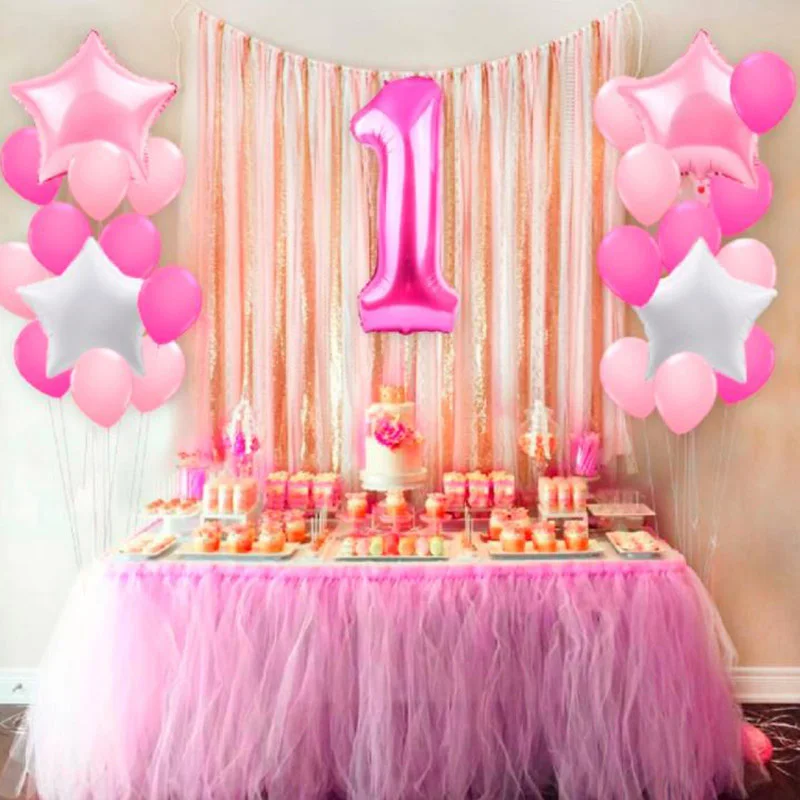 Первая девочка розовый день рождения украшение Единорог шар фольги шары ребенок