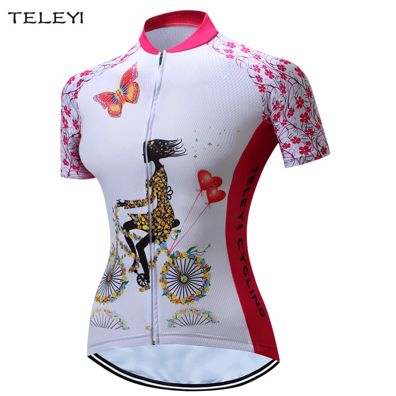 

2020 Women Ladies Sport Clothing Maillot Cycling Jacket Biking Riding Jersey Top Red Butterfly XXS-4XL