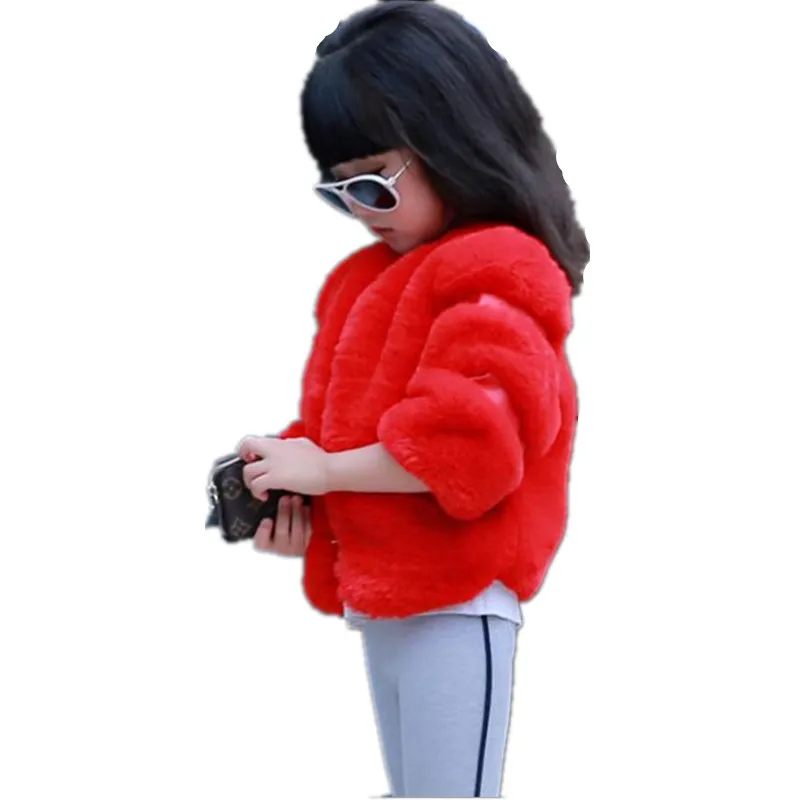 2019 Autumn Winter Girl Kids Faux Rabbit Fur Thick Jacket Coat Comfortable Cute Baby Clothes Children Princess Parka N221 |