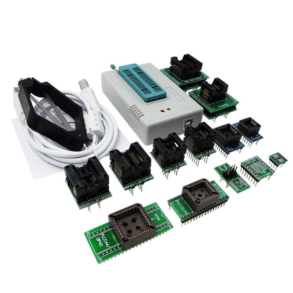 TL866II программист+ 13 универсальных адаптеров PLCC экстрактор TL866 AVR PIC биос 51 MCU Flash EPROM программист Русский Английский Руководство