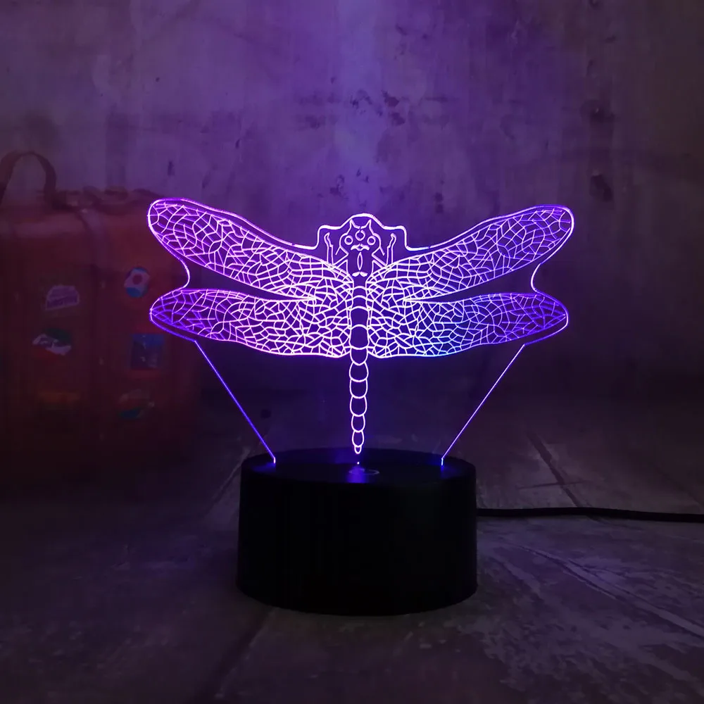 Новинка насекомое стрекоза RGB 7 цветов смешанный светодиодный 3D ночник