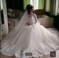 robe de mariage lace ball gown long wedding dress 2020 new vestido de novia long sleeve appliques tulle bridal wedding gowns