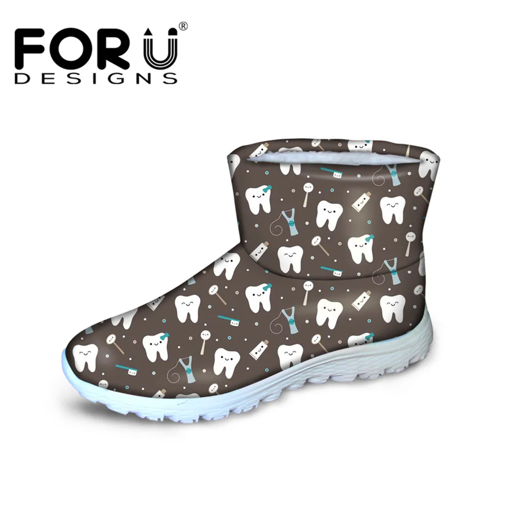 Женские зимние сапоги FORUDESIGNS 2018 милые женские модные короткие с 3D рисунком