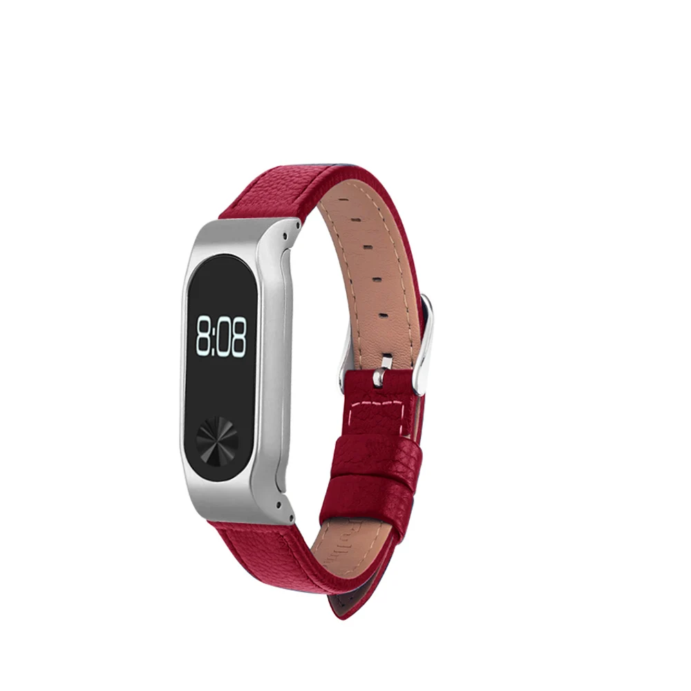 Красный Eastar цветной кожаный Смарт-браслет для XiaoMI Band 2 браслет из нержавеющей стали сменные браслеты кожаный ремешок для Mi Band 2 - Цвет ремешка: Красный
