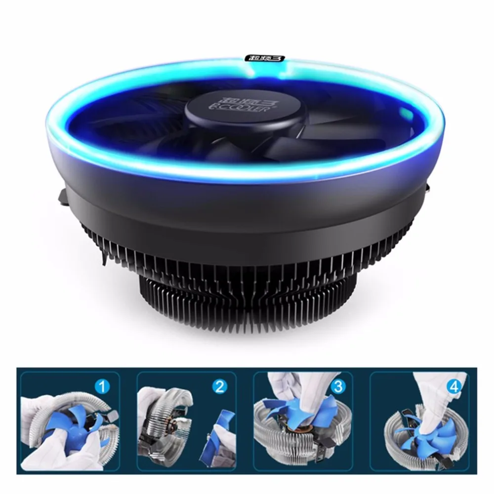 Pccooler 12 см 4pin ШИМ тихий охлаждающий вентилятор для процессора со светодиодной