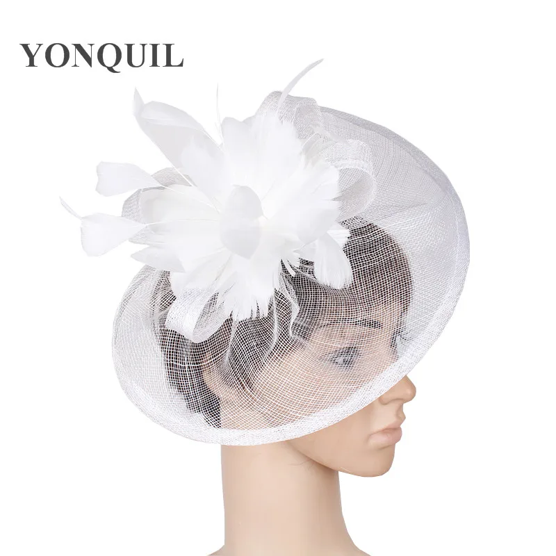 Вуалетка Sinamay в форме пера шляпа с цветком для Кубка Мельбурна Ascot Race свадьба