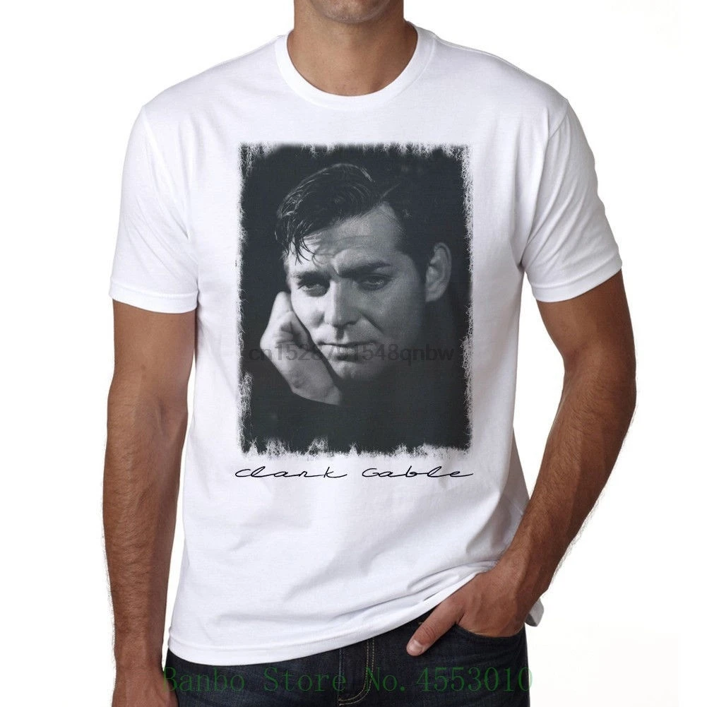 Мужская футболка с надписью Clark Gable Hommes белая Подарочная Cadeau модные мужские