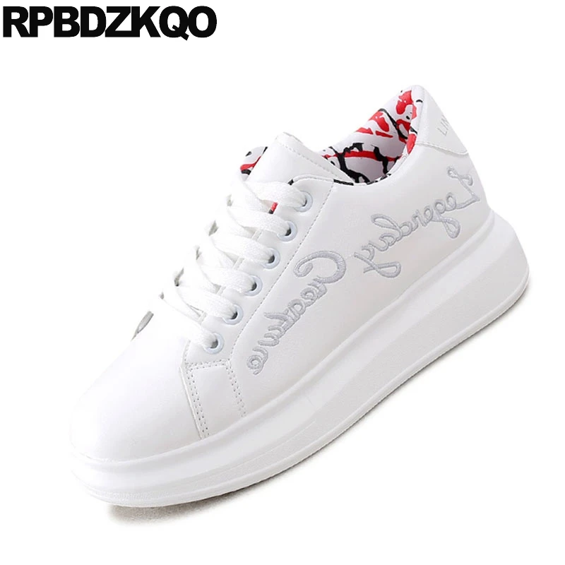 Маффин с вышивкой вышивка спортивная обувь белого цвета на толстой подошве Обувь