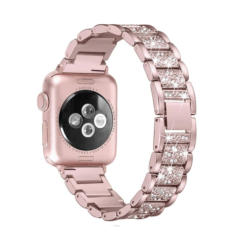 Розовое золото для Apple Watch band 40/44/42/38 мм Женский браслет с бриллиантами series 4 3 iWatch из