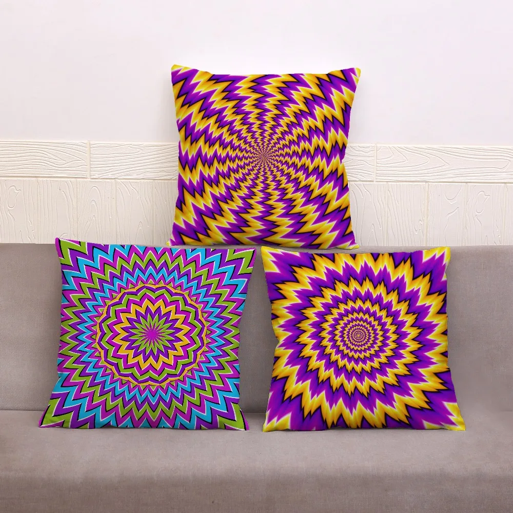 

Colorful Illusion Geometric Pillowcase Super Soft Short Plush Cushion Cover 45*45cm Throw Pillows Covers Home Decor Pillow Case