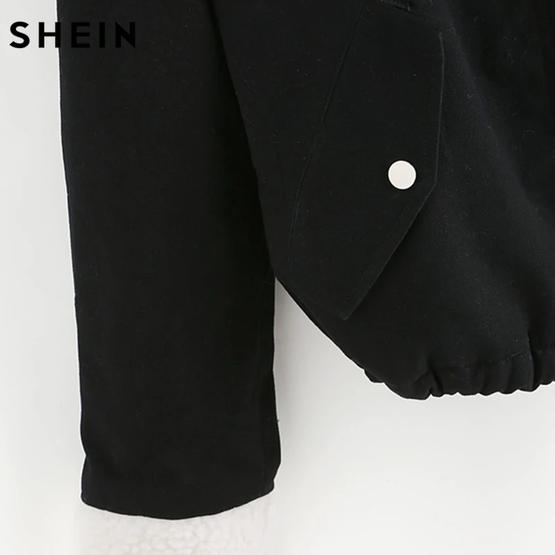 SHEIN Модная Куртка С Капюшоном, Куртка С Искусственным Мехом, Парка С Меховой Отделкой