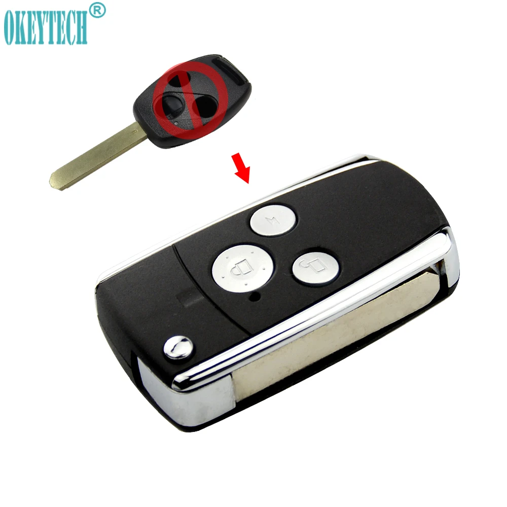 OkeyTech Новый тюнинг модифицированный удаленный черный флип-ключ оболочка 3 кнопки