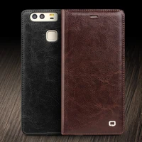 2016 qialino new cases for huawei ascend p9 luxury genuine leather flip case for huawei ascend p9 full protective back cover