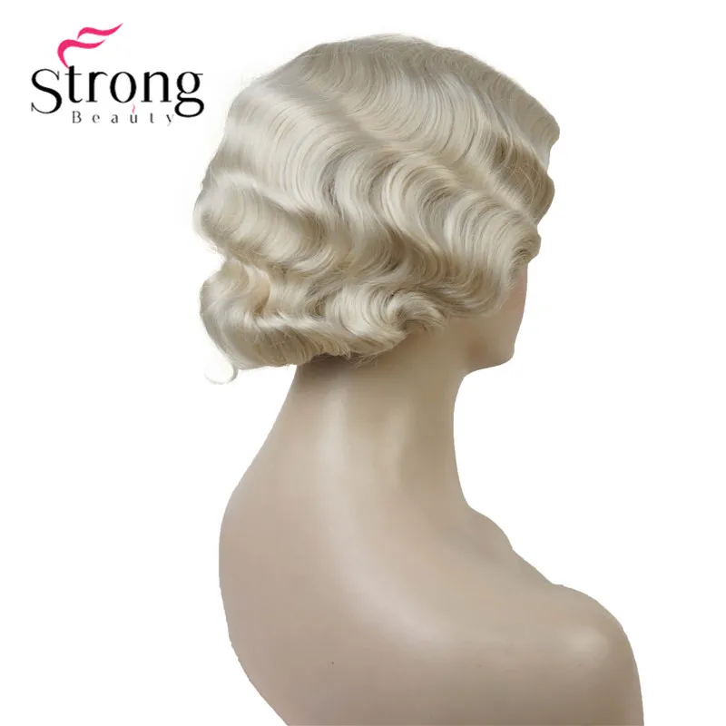 StrongBeauty 1920's Flappers Короткий Палец Волна светильник блонд полный синтетический парик