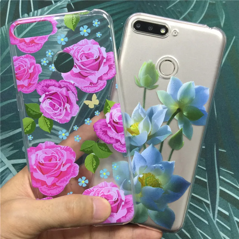 Мягкий чехол из ТПУ для huawei honor 7a pro 7 s 7x с цветочным рисунком 7c русская версия