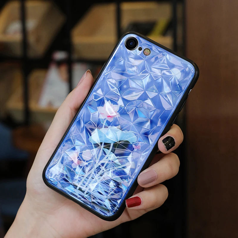 3D чехол с алмазной текстурой для iPhone X XR 8 7 10 6s XS Max чехлы ромбиком задняя крышка 6 Plus