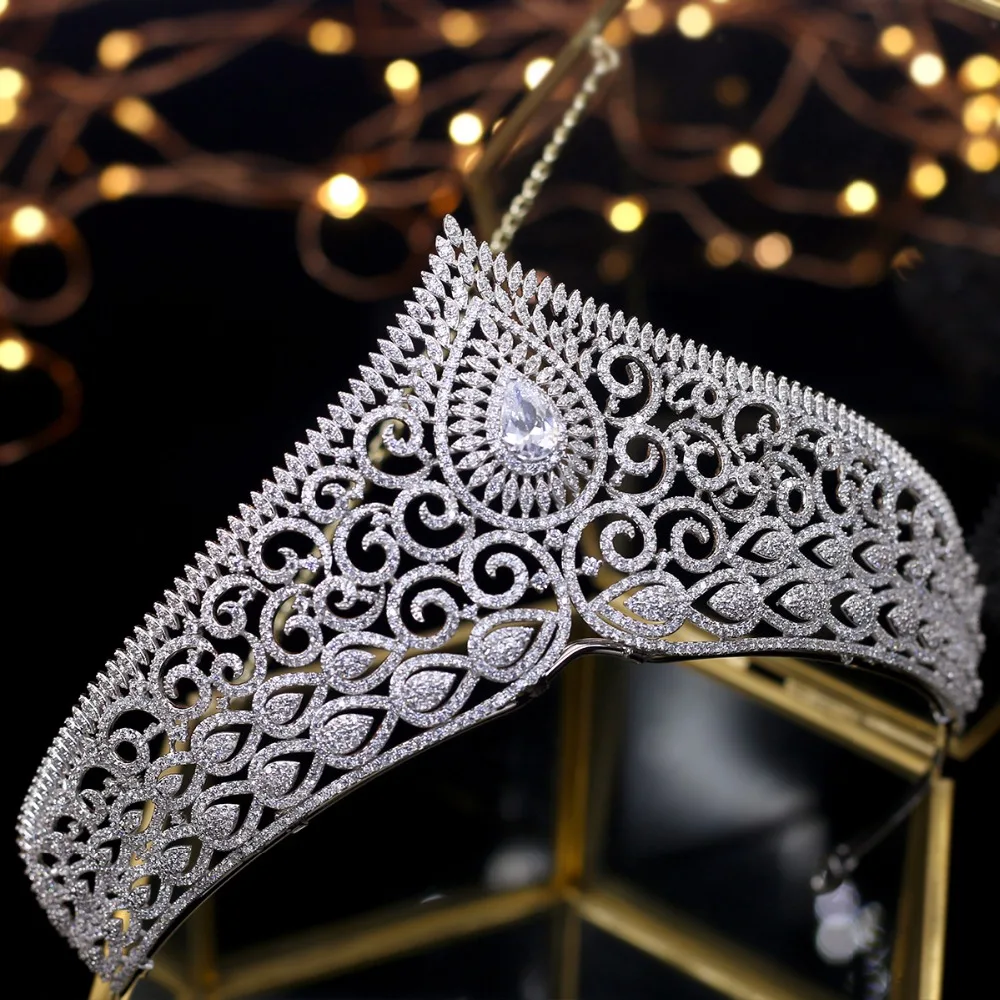 Asnora Роскошные Кристаллы тиары свадебная корона coroa de noiva Свадебные аксессуары для волос Принцесса короны Циркон тиара