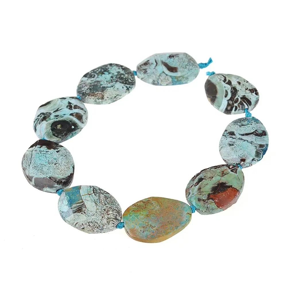 Натуральный камень голубой коричневый розовый морской жаспер гранёный кулон