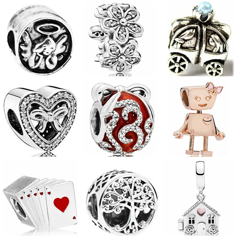 

Punk Tribal Jewelry Silver Color Elephant Pine Cone Stars Robot Alloy Beads Fit Brand Charms Bracelets for Women Vintage DIY