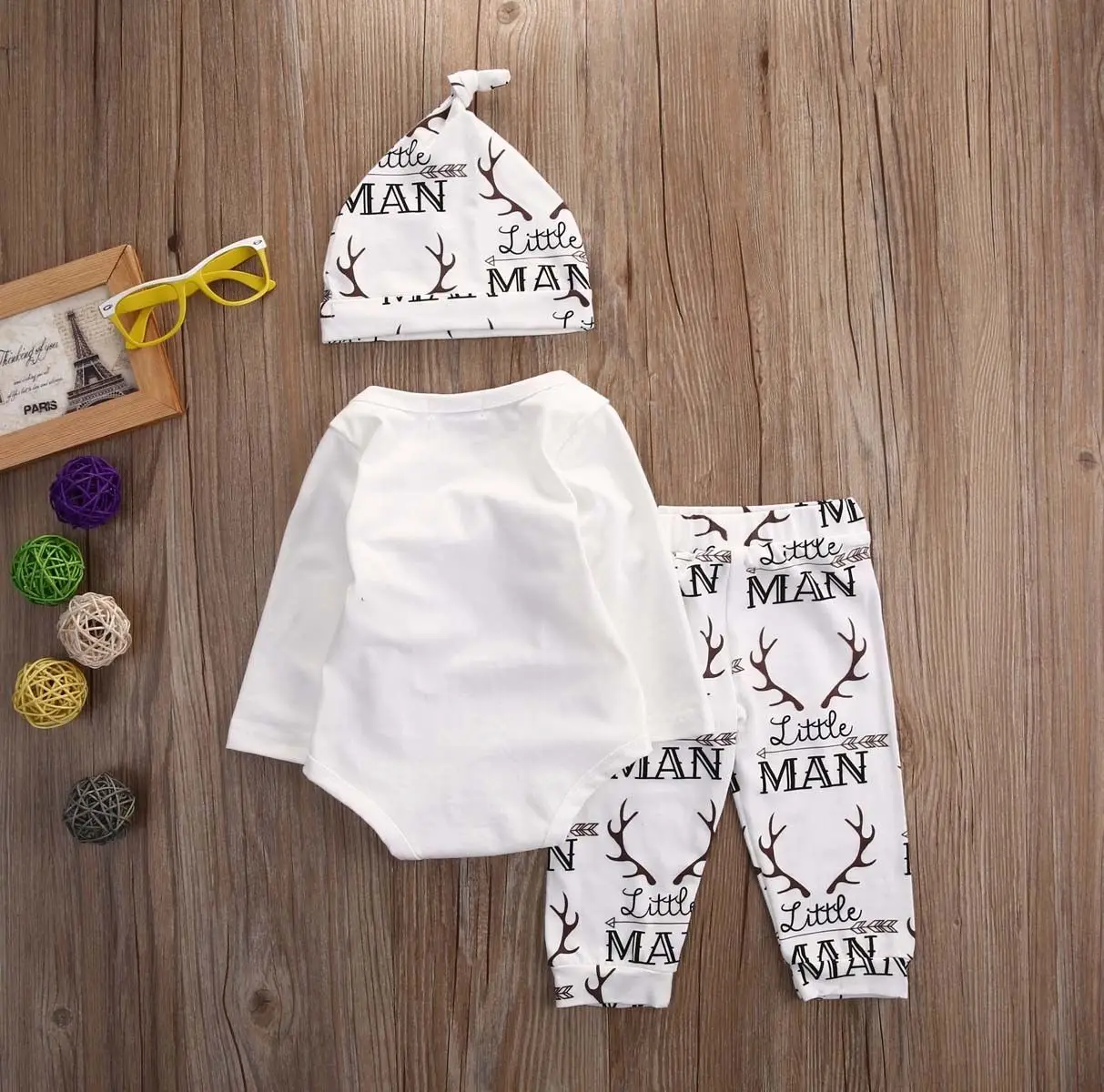 

0-18M Lovely Toddler Baby Boy Clothes Xmas Reindeer print Romper Pant Hat Outfit Set Infantil Clothing cute Outfits