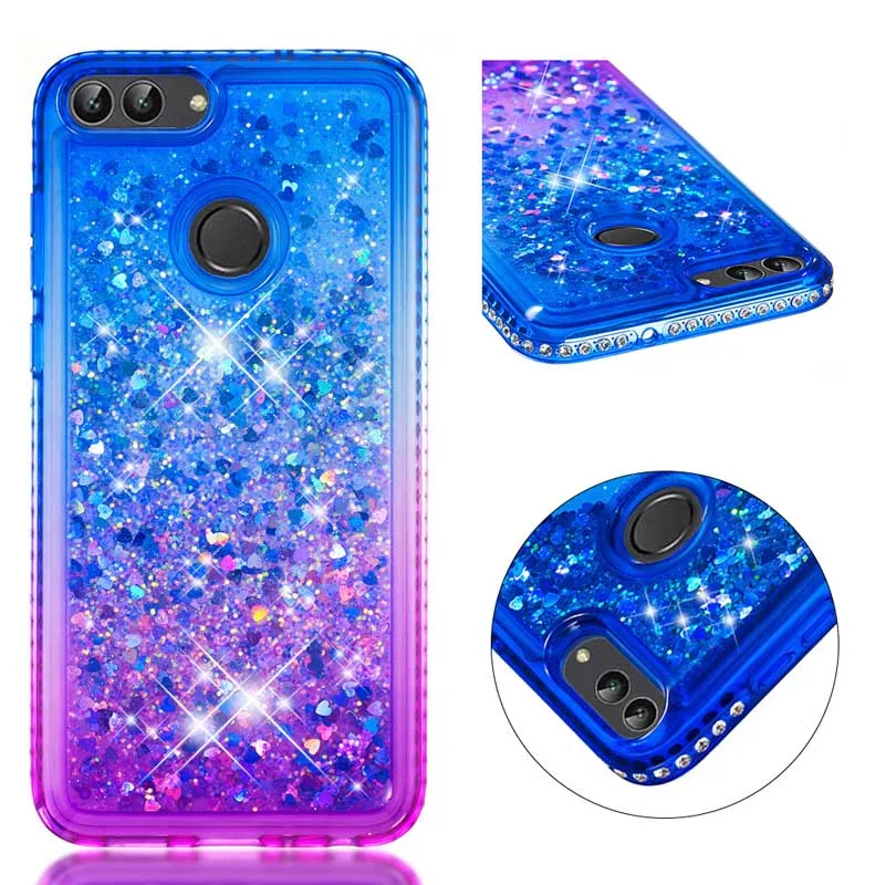 Мягкий ТПУ боковое сверло градиент зыбучие пески чехол для huawei P Smart Cover Блеск