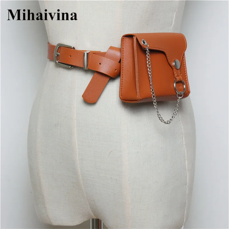 

Mihaivina Mini Fanny Pack For Women Waist Bag Snake Skin Small Belt Bag Leather Fanny Packs Ladies Waist Pack Bags Chain Belt