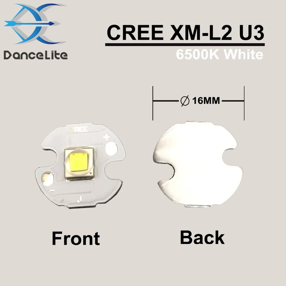 DanceLite 16 мм плиты XM-L2 U3 XML2 10 Вт светодио дный Излучатель Чип 6500 К (белый свет) для
