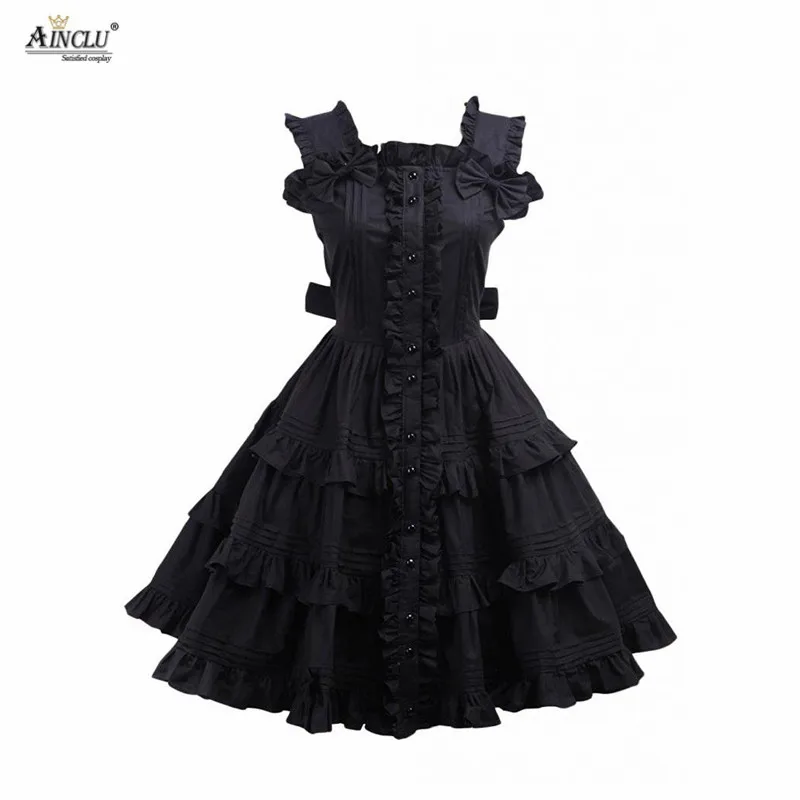 Ainclu XS-XXL высокое качество Cemavin женское хлопковое черное платье с длинными