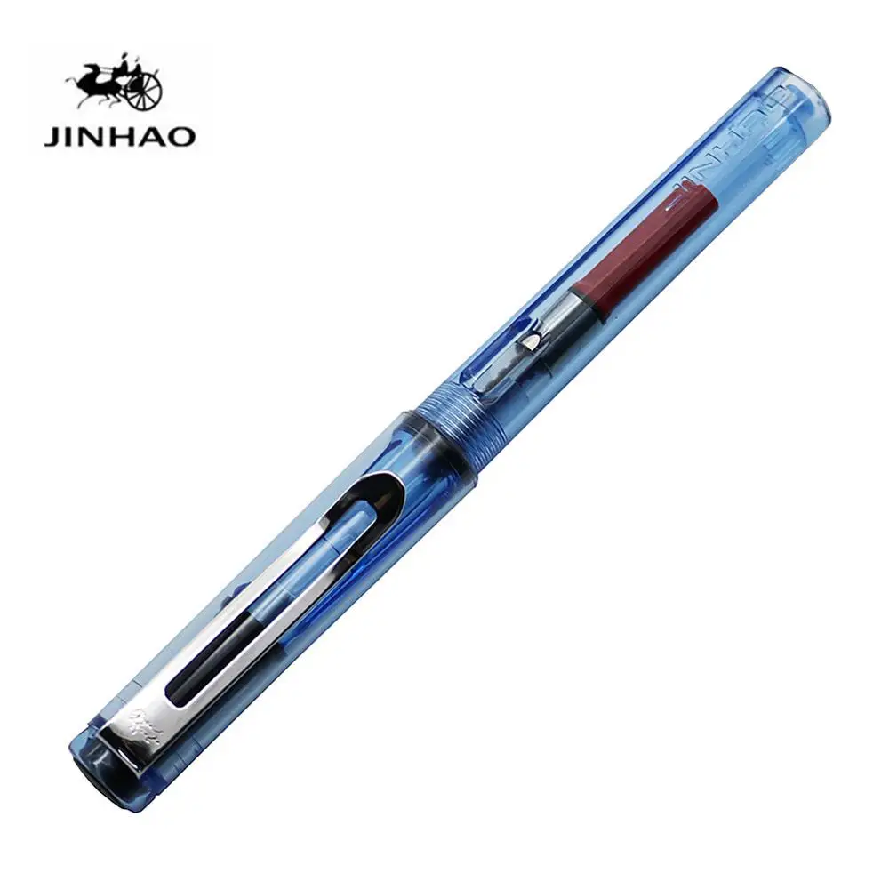 JINHAO 599 авторучка 19 видов цветов студент Материал: х/б. стильная куртка средней длины и Изысканные Перьевая ручка подарить как «подарок» или школьных принадлежностей - Цвет: transparent blue